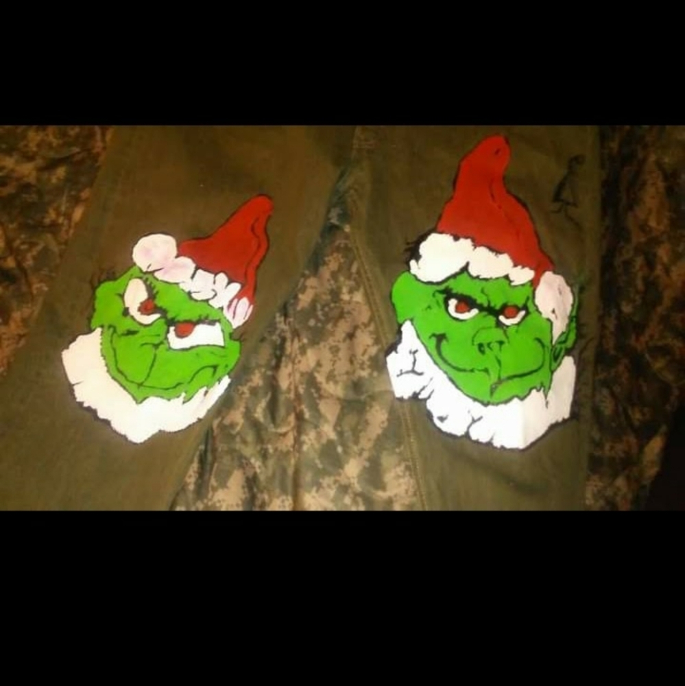 Handpainted Grinch jeans